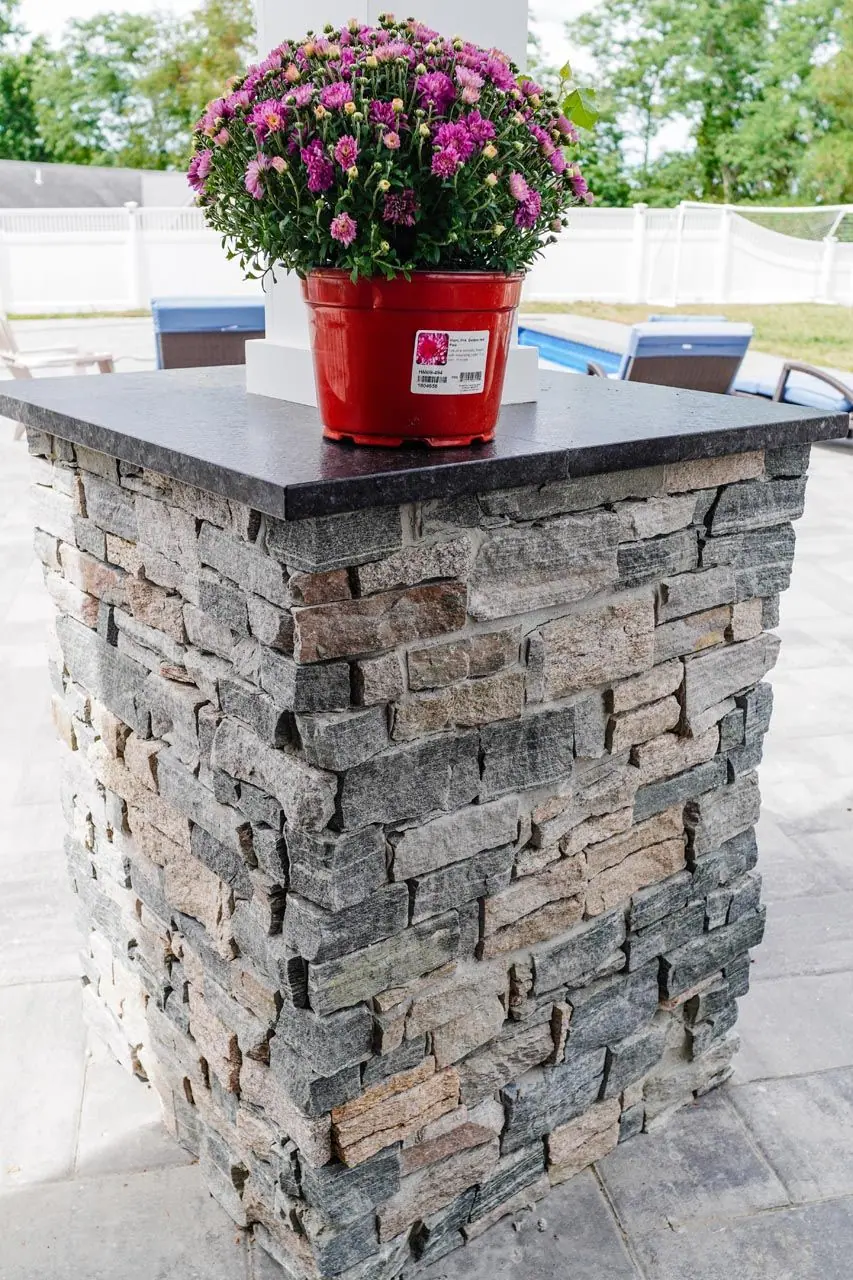 Outdoor kitchen project in Kingston, MA 02364 by Contrast Landscape